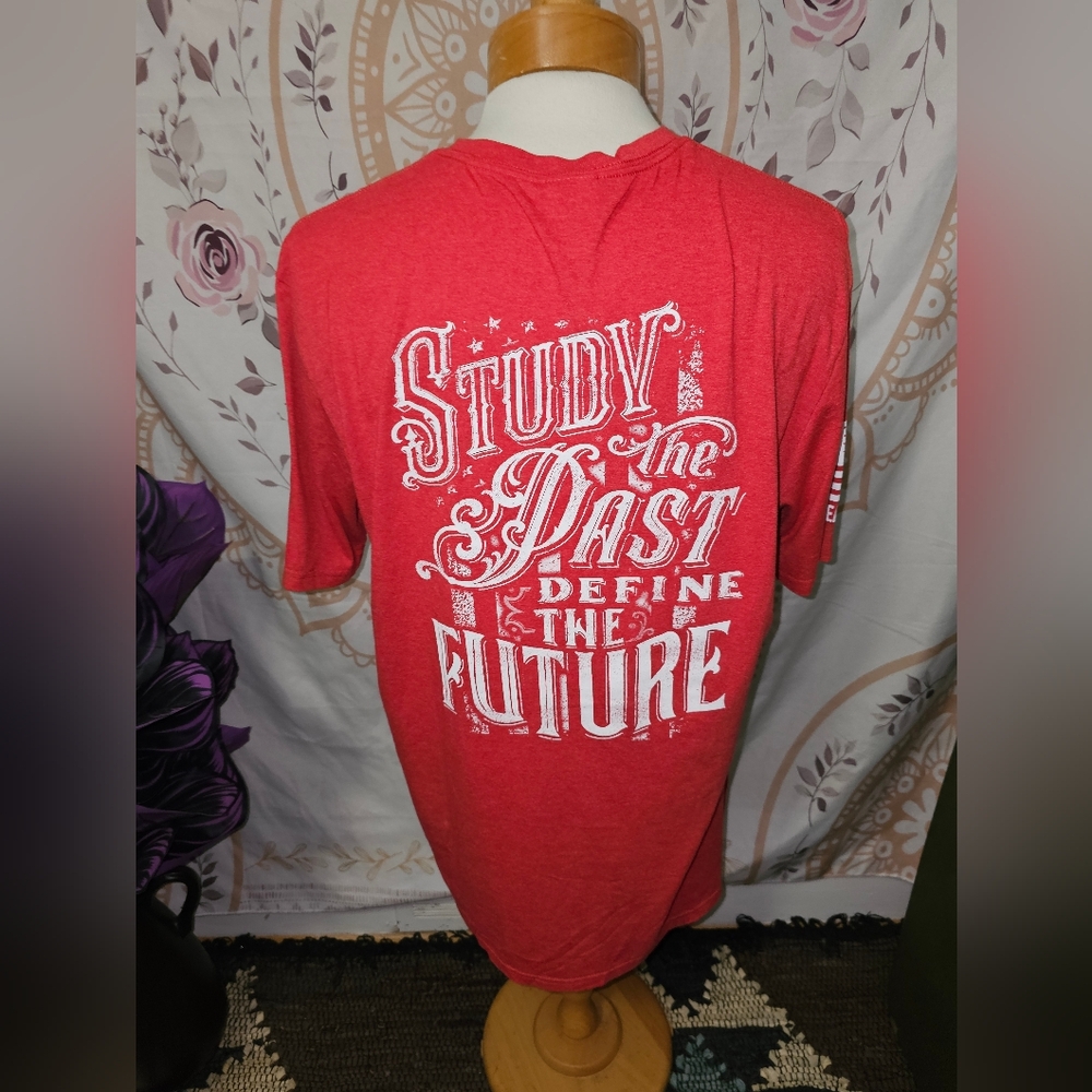 Like New XL Nine Line Red Graphic T-Shirt 'Study The Past Define The Future'